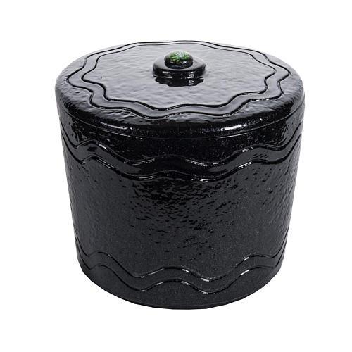 Cremation urn in marble with black decoration 1