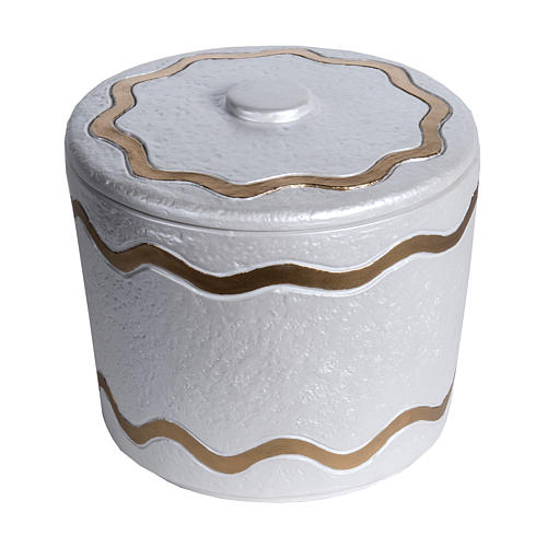 Cremation urn, synthetic marble with golden iridescent finish 1