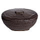 Cremation urn, round, in synthetic marble and ostrich leather s1