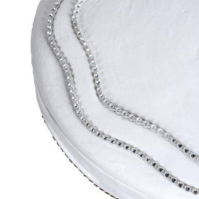 Urna cineraria tonda marmo sintetico bianca fili strass