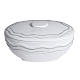 Cremation urn, round, in marble, white with strass s1