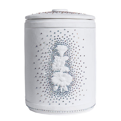 Cremation urn in synthetic marble with crystals 4