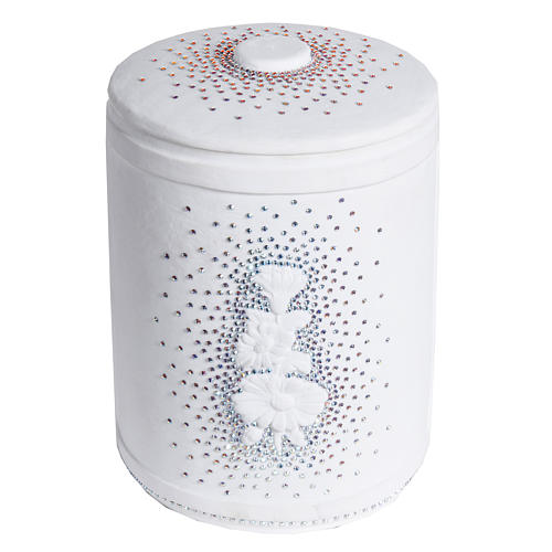 Cremation urn in synthetic marble with crystals 1