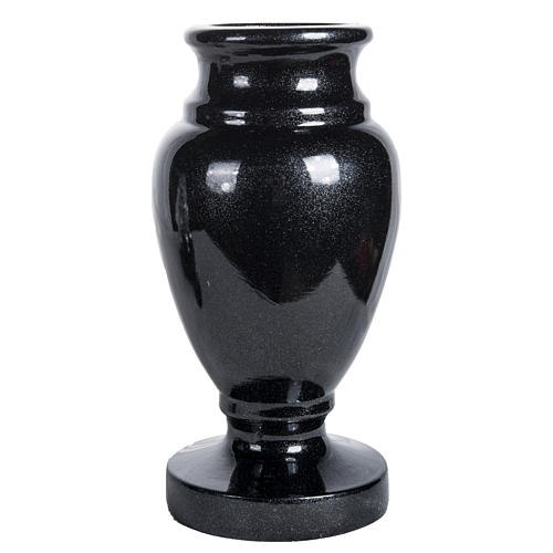 Vase for flowers with light in shiny black marble 2