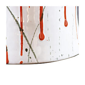 Urna cineraria ceramica pomelli ottone schizzi su bianco