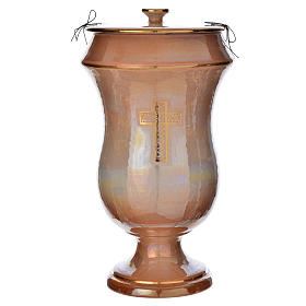 Grabartikel: Aschenurne aus Keramik irisfarbig mit Kreuz