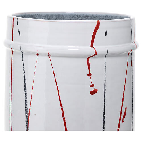 Aschenurne aus Keramik mit farbigen Spritzern auf Weiß 6