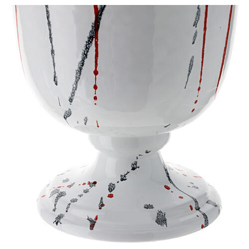 Cremation urn in ceramic, drops of colour on white 4