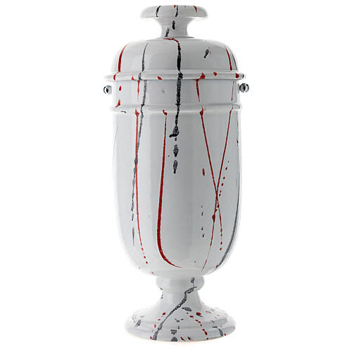 Cremation urn in ceramic, drops of colour on white 5