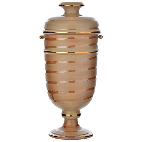 Cinerary urn in ceramic, terracotta colour 1