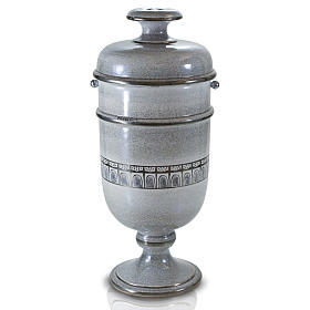 Grabartikel: Aschenurne aus Keramik perlenfarbig mit Platin