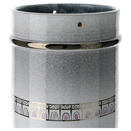 Cremation urn in ceramic, pearl and platinum colour 7