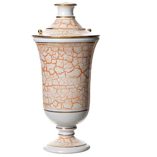 Cremation urn in ceramic, gold white 1