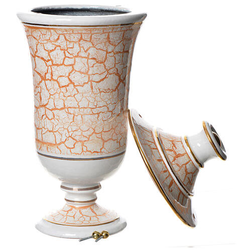 Cremation urn in ceramic, gold white 4