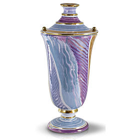 Grabartikel: Aschenurne aus Keramik weiß Fantasiemuster