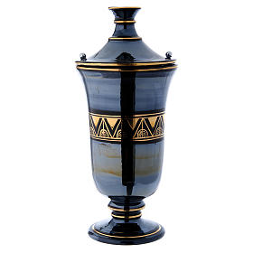 Grabartikel: Aschenurne aus Keramik schwarz, gold und glänzende