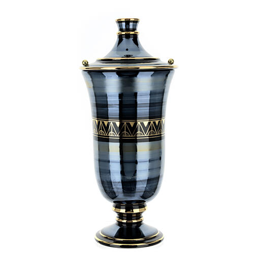 Cremation urn in ceramic, bright black 1