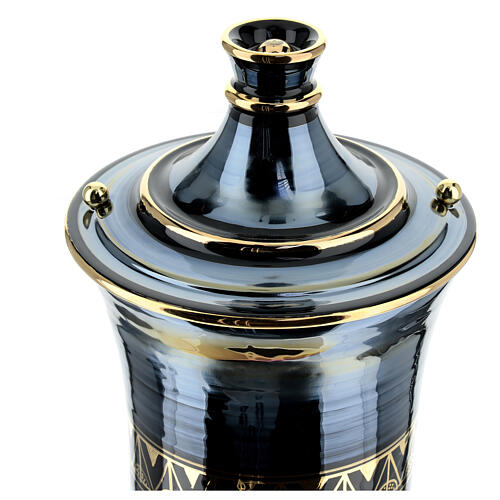 Cremation urn in ceramic, bright black 3