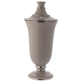 Funeral urn in light grey ceramic