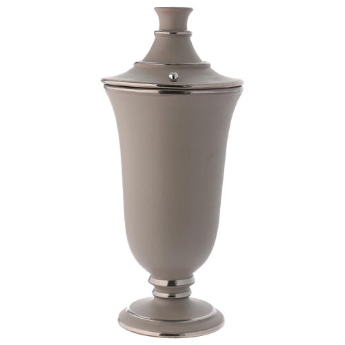 Funeral urn in light grey ceramic 2
