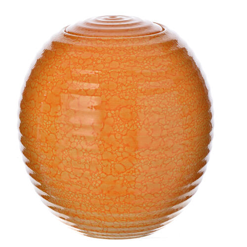 Urna cinerária porcelana esmalte modelo Murano Arancio 1