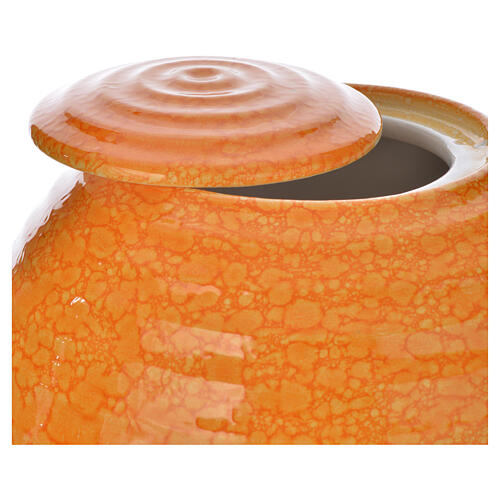 Urna cinerária porcelana esmalte modelo Murano Arancio 2