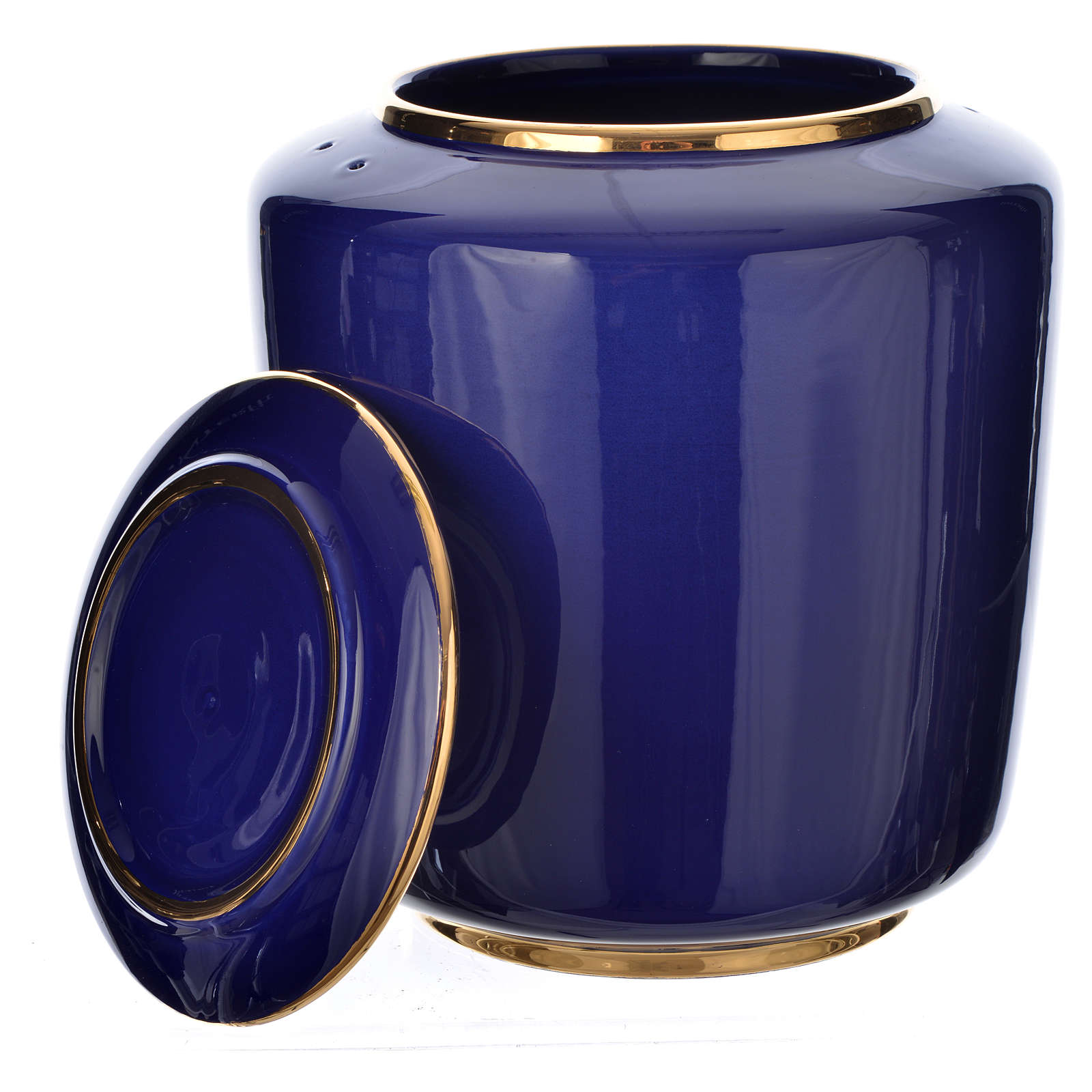 Urn for ashes in enamelled porcelain, Blue gold model online sales on