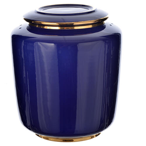 Urna cinerária porcelana esmaltada modelo Blu Oro 1