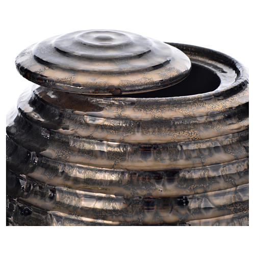 Urn for ashes in enamelled porcelain, Bronze Tecno model 2