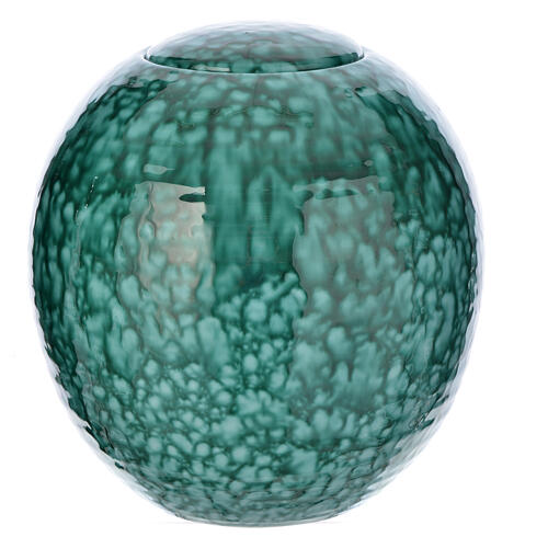 Urna cinerária porcelana esmaltada modelo Murano Verde 1