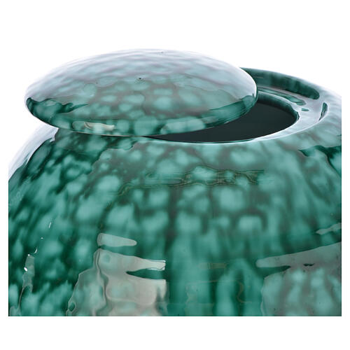 Urna cinerária porcelana esmaltada modelo Murano Verde 2