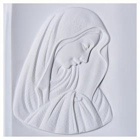 Grabschild mit Gesicht Mariä weiße Kunstmarmor