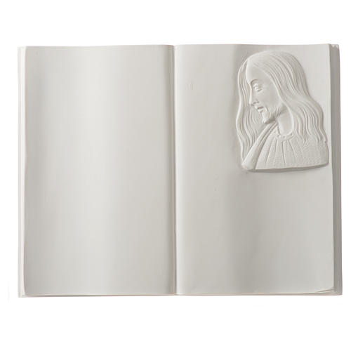 Plaque book for cemetery in reconstituted marble, Christ 1
