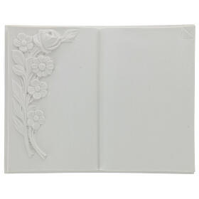 Plaque book for cemetery in reconstituted marble with flowers