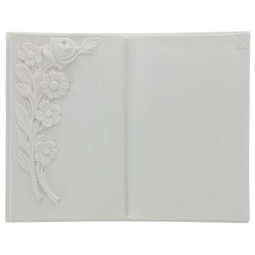 Plaque book for cemetery in reconstituted marble with flowers 1