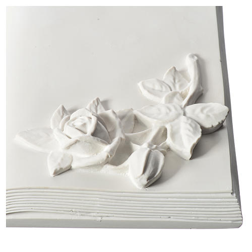 Książka tablica nagrobna marmur syntetyczny dekorowana różami 2