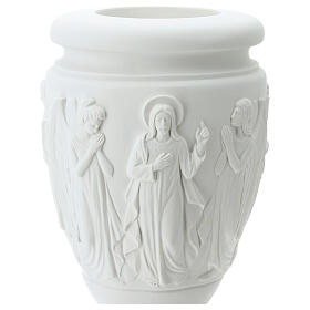 Vase funéraire pour fleurs Anges et Christ marbre synthétique