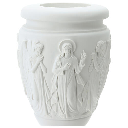 Vaso para flores mármore sintético Anjos e Cristo 2