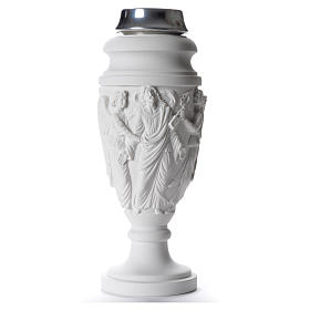 Vase funéraire à fleurs Christ entouré d'Anges marbre synthétiqu