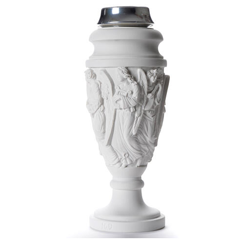 Vaso para flores mármore sintético cena Cristo com anjos 2