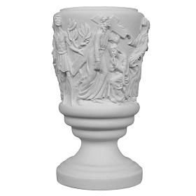 Vase funéraire à fleurs Christ avec croix marbre synthétique