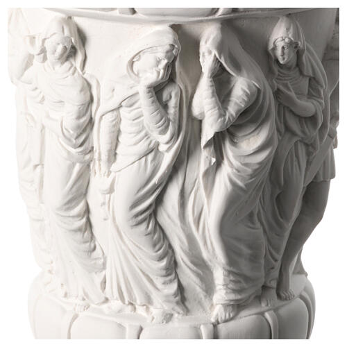 Flower vase in reconstituted marble, Christ and cross 2