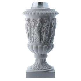 Vase funéraire à fleurs avec bas-relief marbre reconstitué
