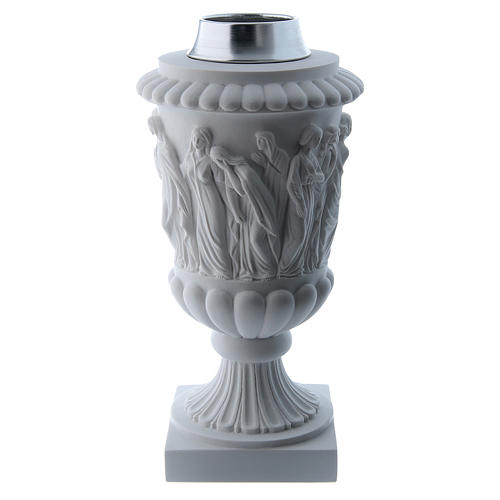 Flower vase in reconstituted marble, white colour 1
