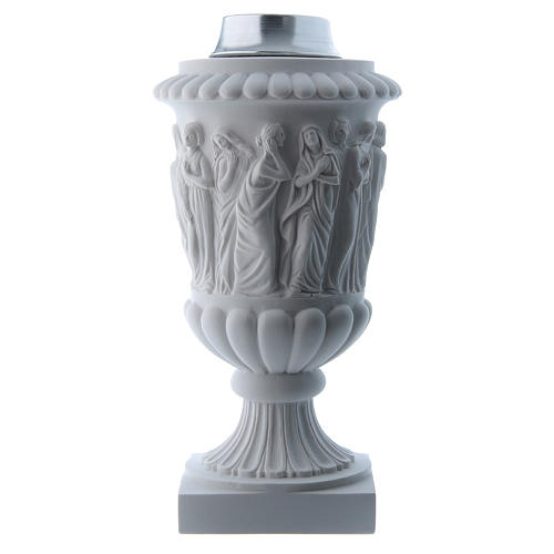 Flower vase in reconstituted marble, white colour 2