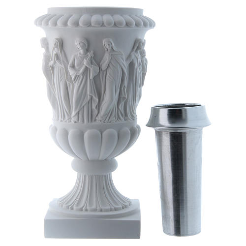 Flower vase in reconstituted marble, white colour 5