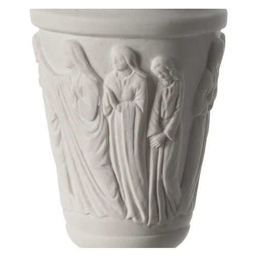 Vase funéraire à fleurs Jésus parmi Anges marbre synthétique 2