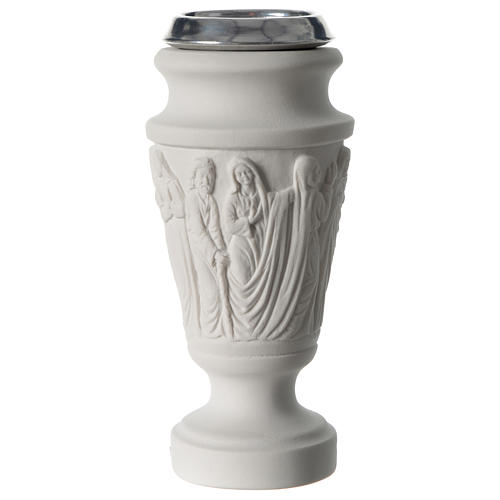 Vase funéraire à fleurs Jésus parmi Anges marbre synthétique 3