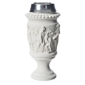 Flower vase in reconstituted marble, stations of the cross