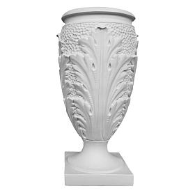 Flower vase in reconstituted marble, leaves